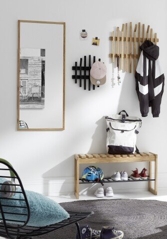 Garderoben-Set >BANTRY< (4-teilig) in Eiche / schwarz - 150x190x30 (BxHxT)