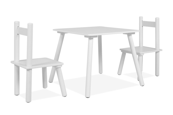 Kindersitzgruppe >Umea< (3-tlg) in weiss - Tisch 50x43,5x50cm / Stühle 26x51x28cm B/H/T