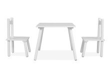 Kindersitzgruppe >Umea< (3-tlg) in weiss - Tisch 50x43,5x50cm / Stühle 26x51x28cm B/H/T