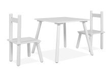 Kindersitzgruppe >Umea< (3-tlg) in weiss - Tisch 50x43,5x50cm / Stühle 26x51x28cm B/H/T