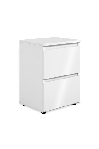 Nachtkommode >Lulea< in weiß glänzend, Holzwerkstoff - 36x49x29cm (BxHxT)