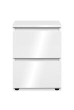 Nachtkommode >Lulea< in weiß glänzend, Holzwerkstoff - 36x49x29cm (BxHxT)