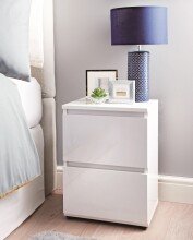 Nachtkommode >Lulea< in weiß glänzend,...