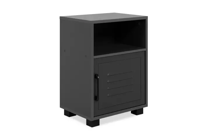 Nachtkommode >Porto< in dunkelgrau, Holzwerkstoff, Metall - 38,5x54x29cm (BxHxT)