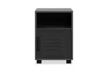 Nachtkommode >Porto< in dunkelgrau, Holzwerkstoff, Metall - 38,5x54x29cm (BxHxT)