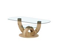 Couchtisch >Boston< in Artisan Eiche Dekor, Glas - 110x40x60 (BxHxT)