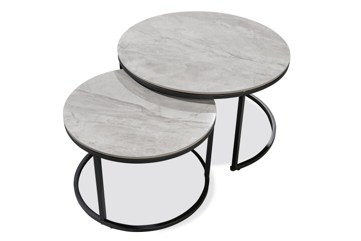 Satztisch >Gino< (2er-Set) in grau, schwarz, Keramik, Metall - 42x80cm (HxD)