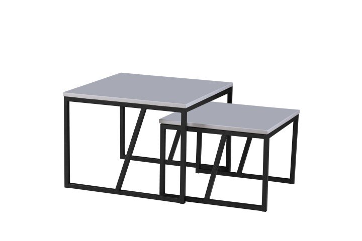 Couchtisch >Lola 2< (2-tlg) in grau, schwarz, MDF, Metall - 60x45x60 & 50x36x50 cm (BxHxT)