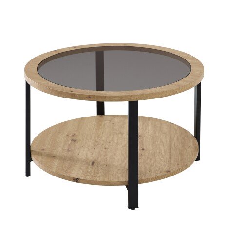 Couchtisch >Lars< in Artisan Eiche Dekor, schwarz - 45x80 (HxD)