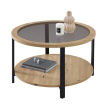 Couchtisch >Lars< in Artisan Eiche Dekor, schwarz - 45x80 (HxD)