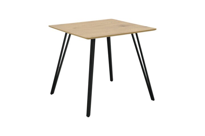 Esstisch >Fiete< in Eiche Dekor, schwarz, MDF, Metall - 80x75x80cm (BxHxT)