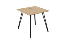 Esstisch >Fiete< in Eiche Dekor, schwarz, MDF, Metall - 80x75x80cm (BxHxT)