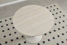 Esstisch >Josh< in Travertin, beige, Keramik, Metall - 75x90cm (HxD)