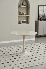 Esstisch >Josh< in Travertin, beige, Keramik, Metall - 75x90cm (HxD)