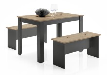 Essgruppe >Maria< (3-tlg.) in Artisan Eiche Dekor, anthrazit - 120x75x80 (BxHxT)