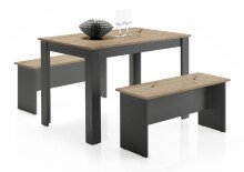 Essgruppe >Maria< (3-tlg.) in Artisan Eiche Dekor, anthrazit - 120x75x80 (BxHxT)