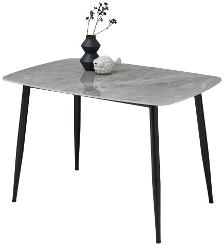 Esstisch >Owen< in Steinoptik, schwarz, Keramik, Metall - 120x77x80cm (BxHxT)