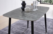 Esstisch >Owen< in Steinoptik, schwarz, Keramik, Metall - 120x77x80cm (BxHxT)
