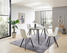 Esstisch >Owen< in Steinoptik, schwarz, Keramik, Metall - 120x77x80cm (BxHxT)