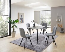 Esstisch >Owen< in Steinoptik, schwarz, Keramik, Metall - 120x77x80cm (BxHxT)