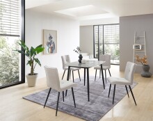 Esstisch >Owen< in Steinoptik, schwarz, Keramik, Metall - 120x77x80cm (BxHxT)