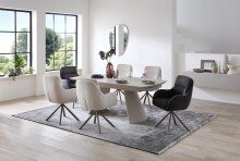 Esstisch >Kelso< (ausziehbar) in Travertin - Optik, beige - 200/280x76x100 (BxHxT)