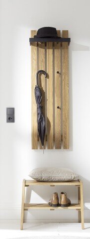 Garderoben-Set >BANTRY< (2-tlg.) in Eiche, Massivholz - 60x170x36cm (BxHxT)