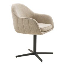 Armlehnstuhl >Tamera< (2er-Set) in Hellgrau, Stahl, Stoff - 60x81,5x63cm (BxHxT)