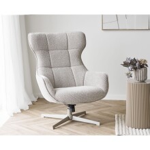 Loungesessel >Turin< in creme, Stahl, Gewebe,...