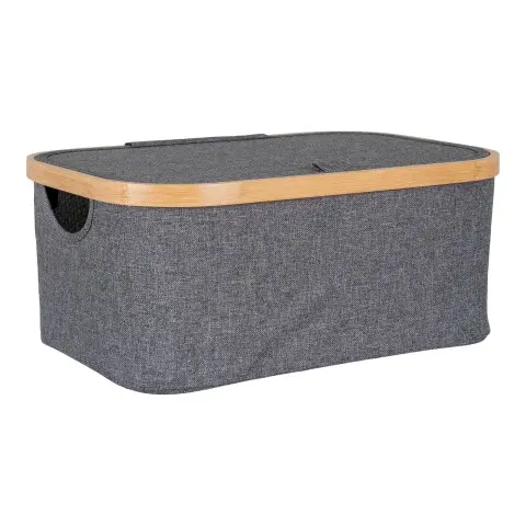 Allzweckkorb >Noto< in Dunkelgrau, Bambus, Polyester - 26x16x38cm (BxHxT)