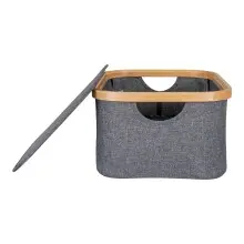 Allzweckkorb >Noto< in Dunkelgrau, Bambus, Polyester - 26x16x38cm (BxHxT)