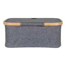 Allzweckkorb >Noto< in Dunkelgrau, Bambus, Polyester - 26x16x38cm (BxHxT)