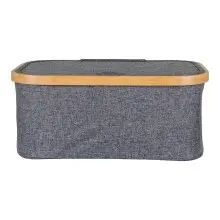 Allzweckkorb >Noto< in Dunkelgrau, Bambus, Polyester - 26x16x38cm (BxHxT)