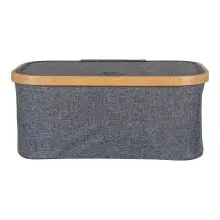 Allzweckkorb >Noto< in Dunkelgrau, Bambus, Polyester - 26x16x38cm (BxHxT)