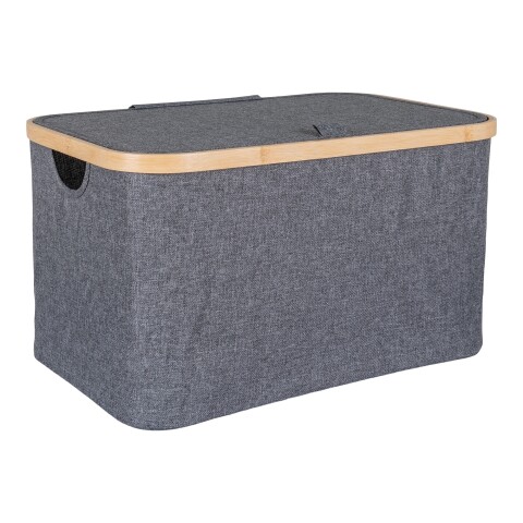 Allzweckkorb >Noto< in Dunkelgrau, Bambus, Polyester - 30x25x45cm (BxHxT)