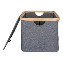 Allzweckkorb >Noto< in Dunkelgrau, Bambus, Polyester - 30x25x45cm (BxHxT)