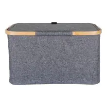 Allzweckkorb >Noto< in Dunkelgrau, Bambus, Polyester - 30x25x45cm (BxHxT)