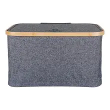 Allzweckkorb >Noto< in Dunkelgrau, Bambus, Polyester - 30x25x45cm (BxHxT)