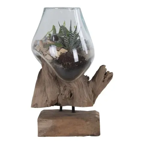 Dekovase >San-Marino< in Natur, Teak - 18x25x15cm (BxHxT)