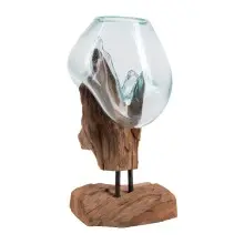 Dekovase >San-Marino< in Natur, Teak - 18x25x15cm (BxHxT)