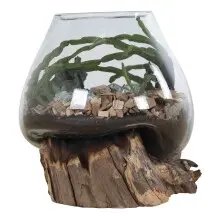 Dekovase >San-Marino< in Natur, Teak - 18x20x20cm (BxHxT)