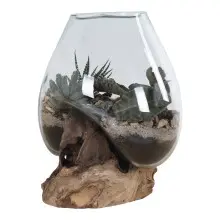 Dekovase >San-Marino< in Natur, Teak - 18x20x20cm (BxHxT)
