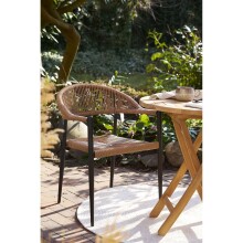 Gartenstuhl >Canari< (2er-Set) in Natur / Schwarz - 57x78x60 (BxHxT)