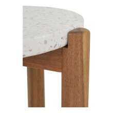 Gartentisch >Terracina< in Akazie / Weiß, Akazie, Terrazzo - 37x46x37cm (BxHxT)