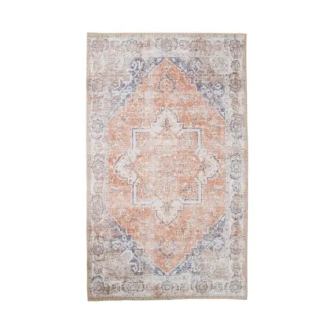 Teppich >Havanna< in Blau / Orange, Chenille-Polyester - 160x1x230cm (BxHxT)