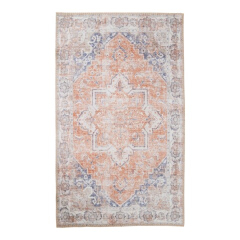 Teppich >Havanna< in Blau / Orange, Chenille-Polyester - 200x1x300cm (BxHxT)