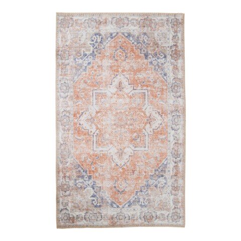 Teppich >Havanna< in Blau / Orange, Chenille-Polyester - 200x1x300cm (BxHxT)