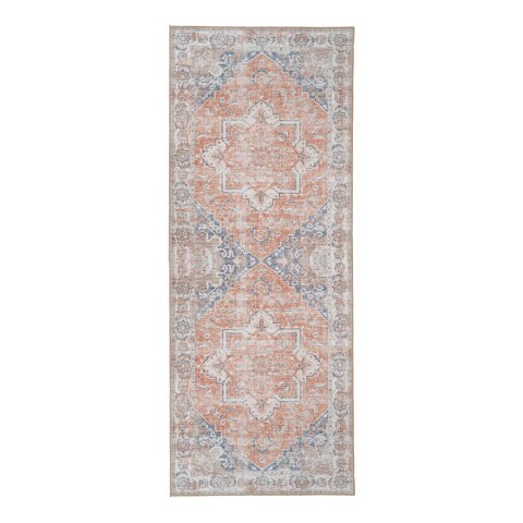 Teppich >Havanna< in Blau / Orange, Chenille-Polyester - 80x1x200cm (BxHxT)