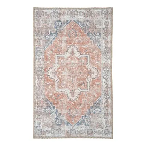 Fußmatte >Havanna< in Blau / Orange, Chenille-Polyester - 50x1x80cm (BxHxT)