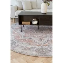 Teppich >Havanna< in Blau / Orange, Chenille-Polyester - 200x1x200cm (BxHxT)